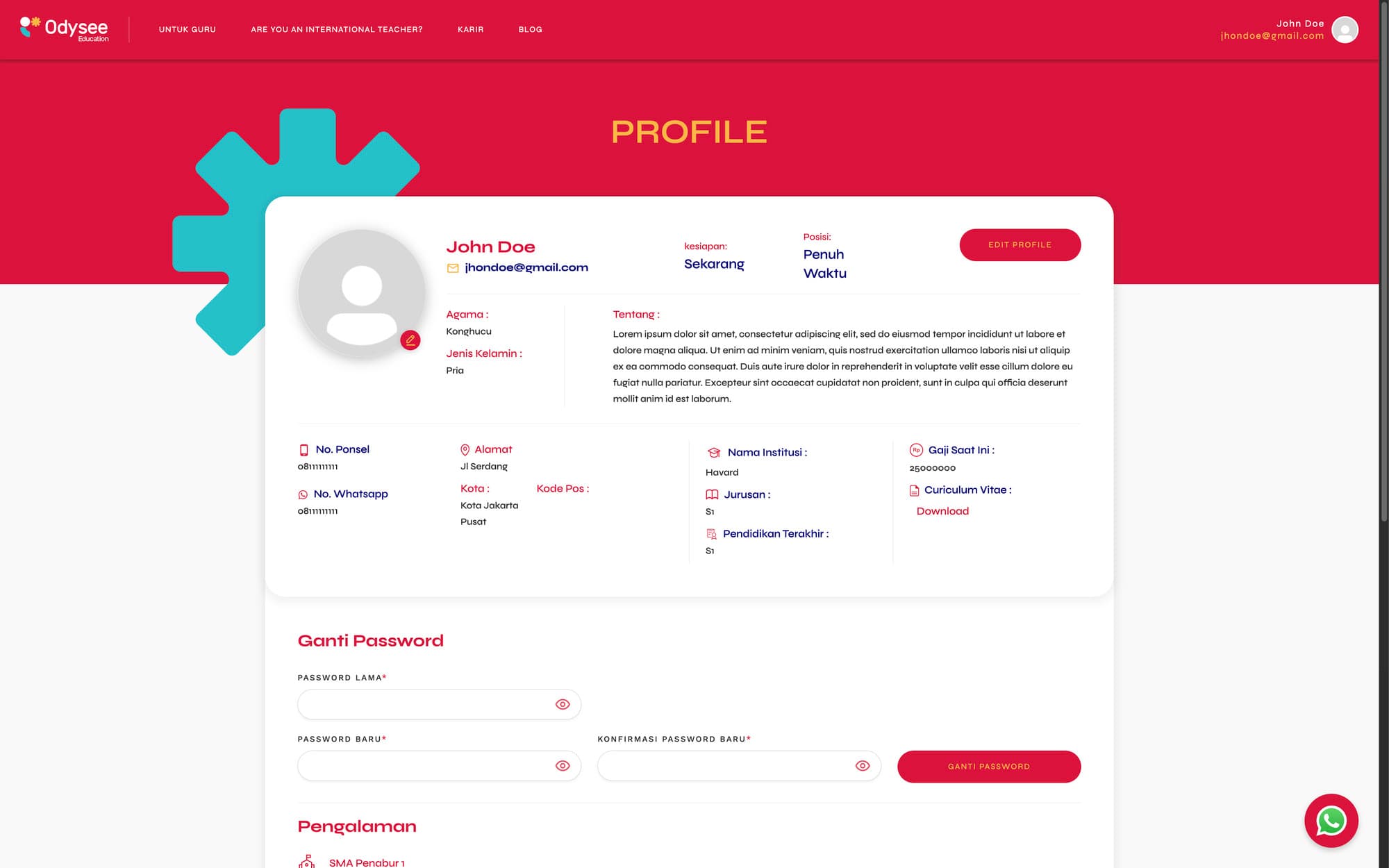 Teacher Profile Management