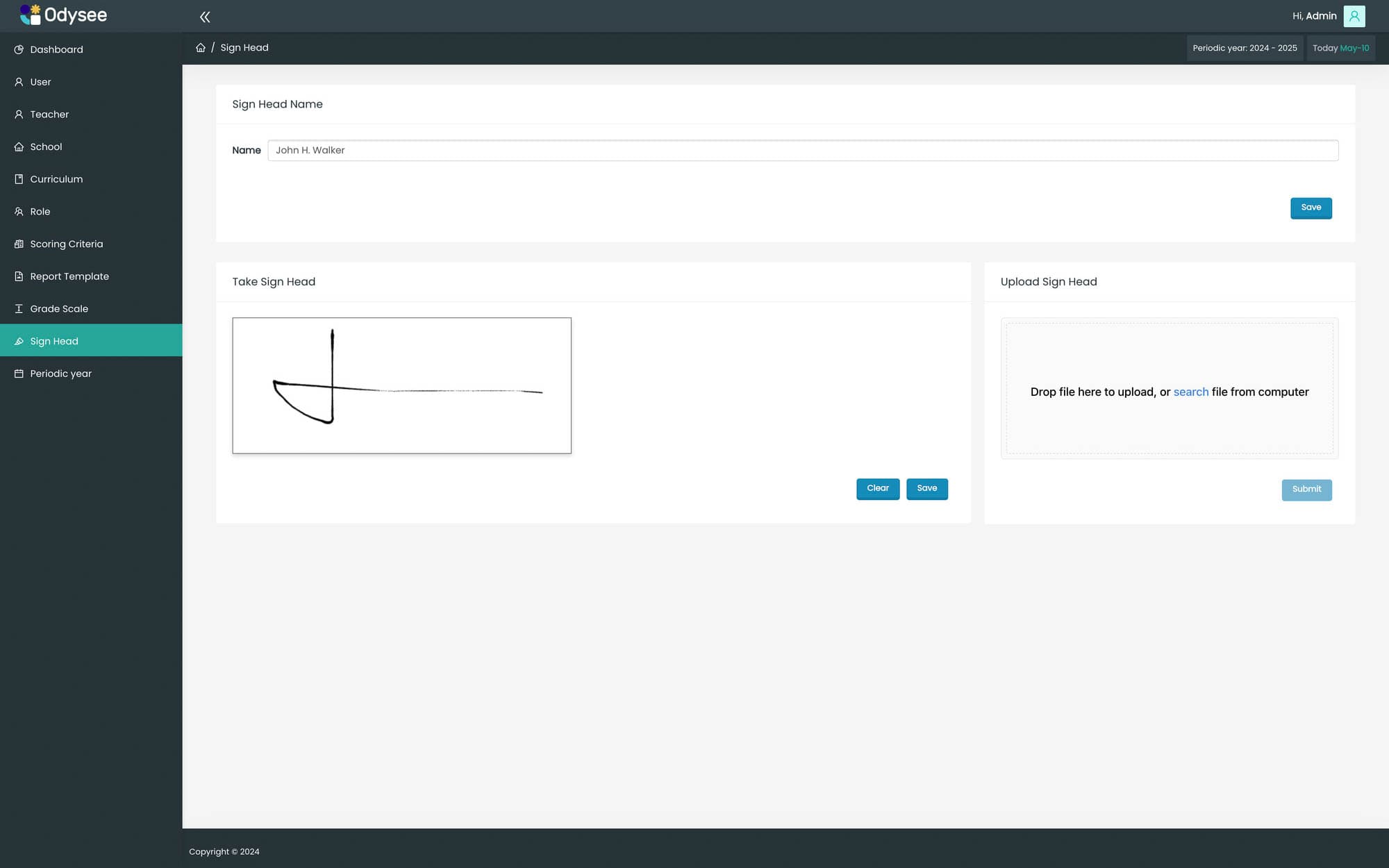 Signature Head Page for Odysee LMS System