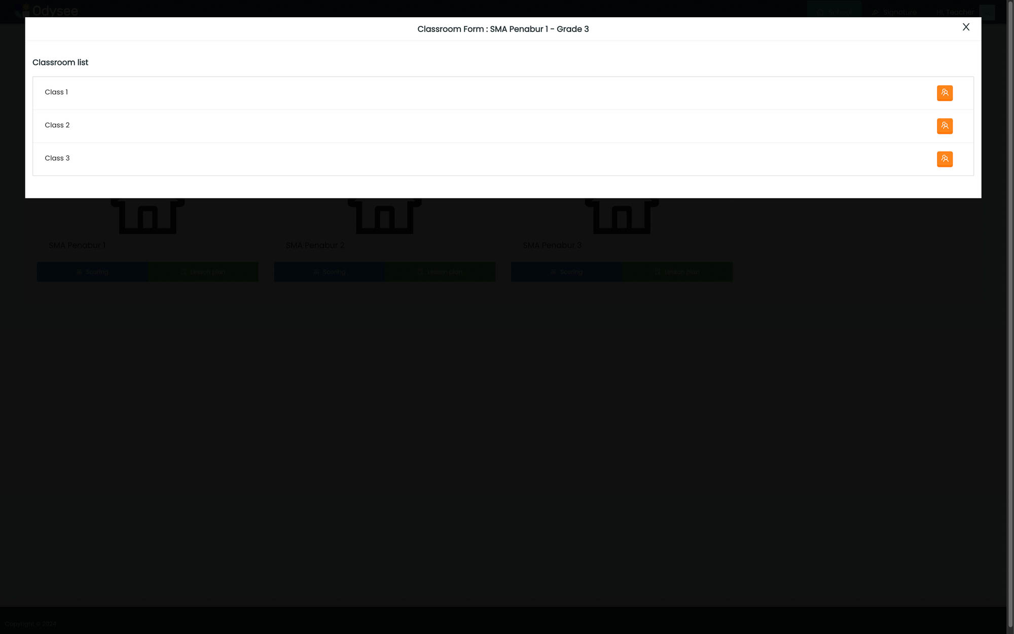 Class Management Interface
