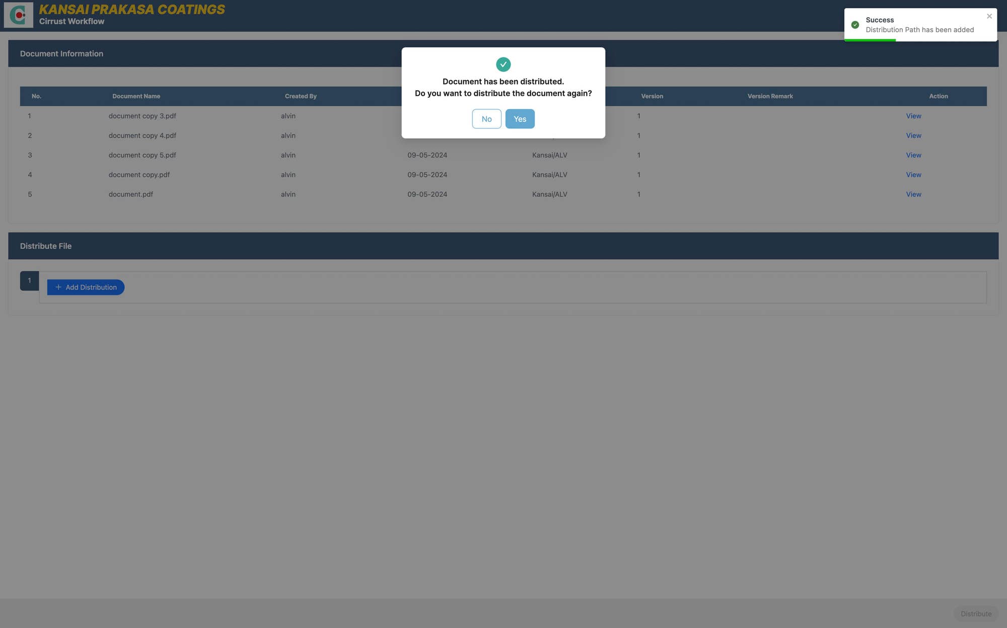 Distribution Completion Process