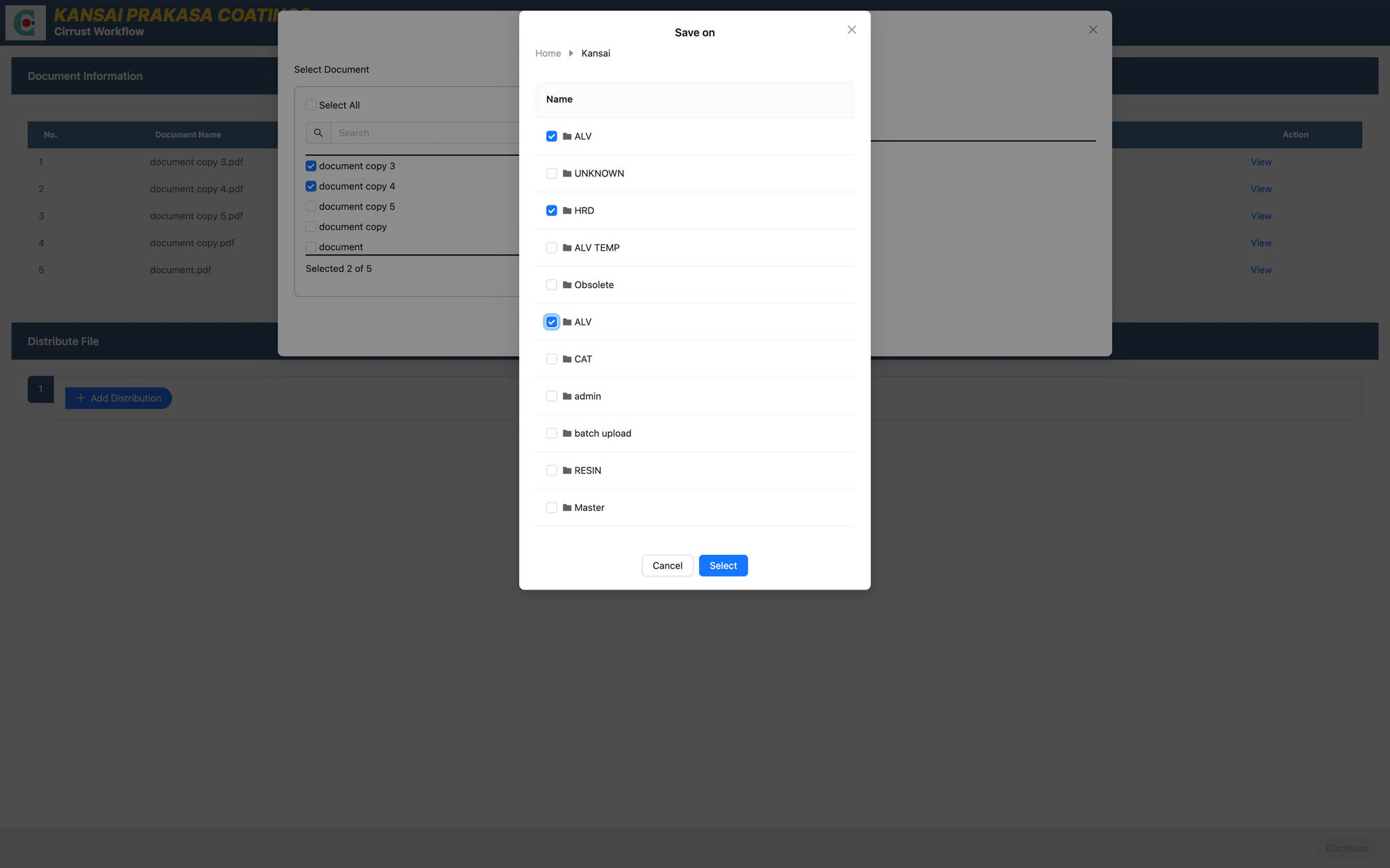 Select Distribution Destination View